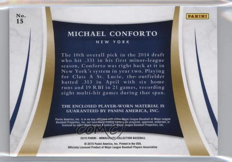 2015 Panini Immaculate Immaculate Quads /99 Michael Conforto #15 - Image 2 of 2