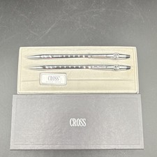 Cross Chrome Ballpoint Pen  Pencil Writing Set w/ Presentation Case/Box