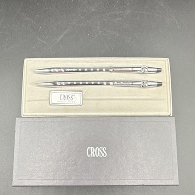 Cross Chrome Ballpoint Pen & Pencil Writing Set w/ Presentation Case/Box
