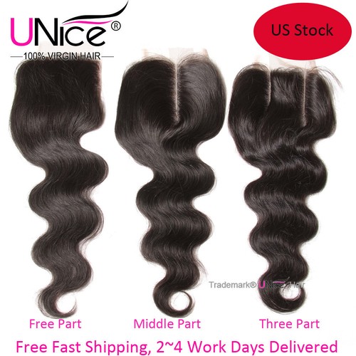 Cabello humano UNice onda corporal peruana 3 paquetes con extensiones de cabello de cierre de encaje - Imagen 5 de 12