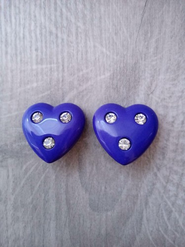 Boucles d'oreilles clips vintage 80 argentées, bleu, Taratata, Earrings clip