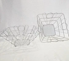Lot Of 2 Square Chromed Woven Wire Bread/Storage Baskets 10 1/2"