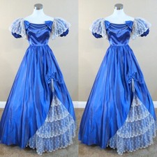 1950s Prom Dresses Victorian Royal Blue Evening Vintage Bow Party Ball Gowns