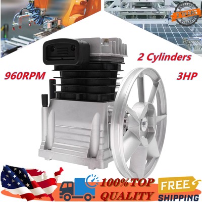 Air Compressor Pump Head Air Compressor Head With 2 Cylinders+belt Pulley NPT1/2