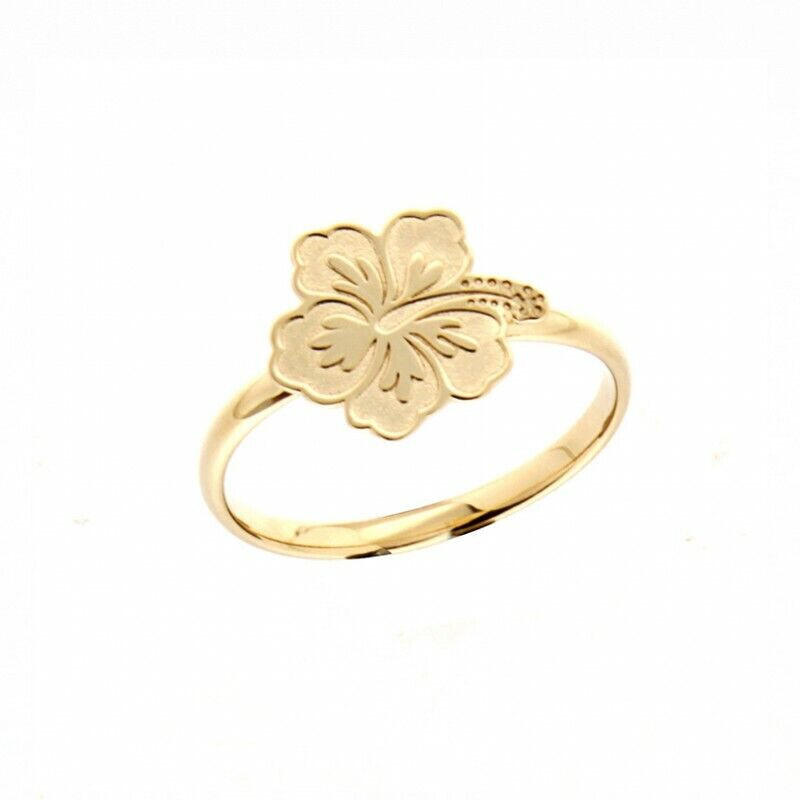 Bague motif hibiscus taille 50 en plaqué or : votre accessoire d'été chic