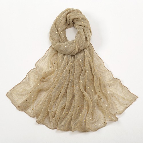 Glitter Sequins Headscarf Shimmer Wrinkle Scarf Shawls Thin Muslim Hijab Wraps - Picture 14 of 25