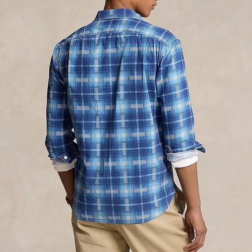 Polo Ralph Lauren Men's Long Sleeve Flannel Plaid Camp Shirt Classic Fit Blue - Picture 3 of 5
