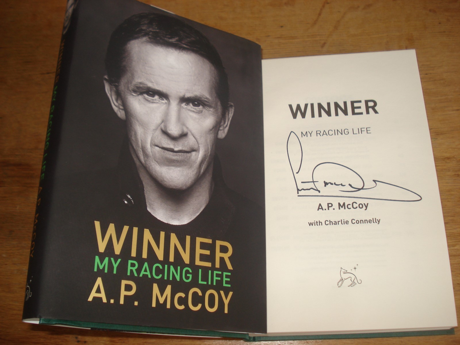 WINNER MY RACING LIFE,McCoy, A. P.DOUBLE SIGNED BY McCOY. TITLE PAGE AND JACKET