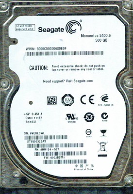 ST9500325AS, 9HH134-567, 0002BSM1, SU, 6VE, SEAGATE SATA 500GB | eBay