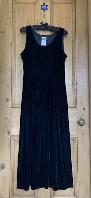 Vintage LAURA ASHLEY Black Velvet Evening Dress UK10 US6 EU36 Gothic Victoriana 