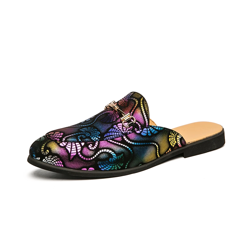 Zapatillas Mules Para Hombre Moda Adorno Sin Cordones Planas Informales Sandalias Zapatillas Foto 2 de 4