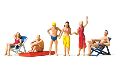 Preiser 10428 Am Badesee 6 Figuren H0 1:87 handbemalt, Neu + OVP