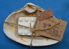 Large Natural Shell Soap Dish with stone feet, soap saver  soap. Handmade item