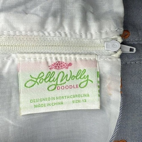 Embroidered Seahorse Girls Dress 12 Chambray Lined Sheath Beach Sleeveless NEW - Picture 3 of 8
