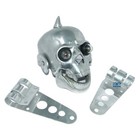 POLISHED HORNED DESIGN SKULL HEADLIGHT LIGHT & BRACKETS FOR CUSTOM CHOPPER AEs