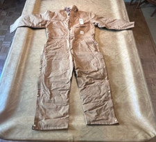 VTG 1989 NOS Carhartt Mens Brown 100 Year Quilt Lined Insulated Coveralls 46 S