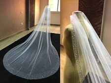 Bridal veils with pearls and rhinestones beaded for bride