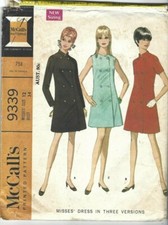 McCall's Sewing Pattern 9339, Vintage Coat-Dresses 3 Styles, Size 12 Bust 34"