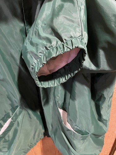 Vintage Green Satin Coaches Jacket XL blank made in USA snap front Grandpa Core - Picture 4 of 6
