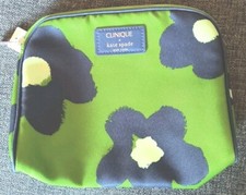 NWT Clinique X Kate Spade NY Green  Navy Blue Makeup Bag W Zipper Pouch