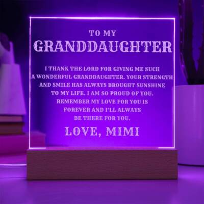 Granddaughter Engraved Light Plaque Gift from Mimi