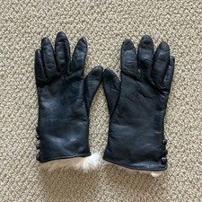 Vintage Lord  Taylor Genuine Leather Gloves Size 7.5 Faux Fur Lining Soft EUC