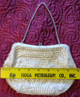 Sequined Handbag, Small Vintage, white good condition. silver tone clasp, white — photo 4