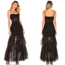 NEW BETSY  ADAM Black Swan TIERED Tulle Ruffle CORSET Bustier PRINCESS GOWN 6