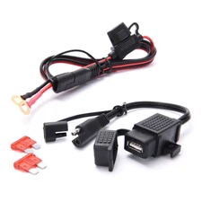 Charger Outlet Waterproof Motorcycle SAE to USB Cable Adapter 2.1A Phone GPS USB