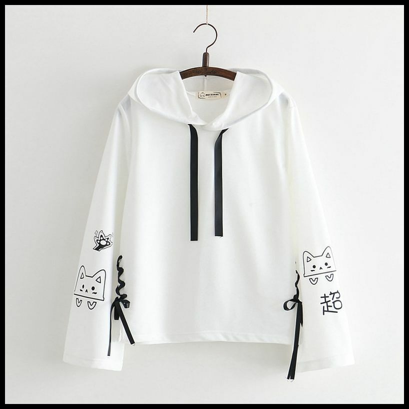 2021 Autumn Jpop Style Harajuku Kawaii Cat Hoodie Anime Manga