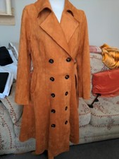 Bright And Beautiful Absolutely Gorgeous Orange Faux Suede Soft Coat Belted...