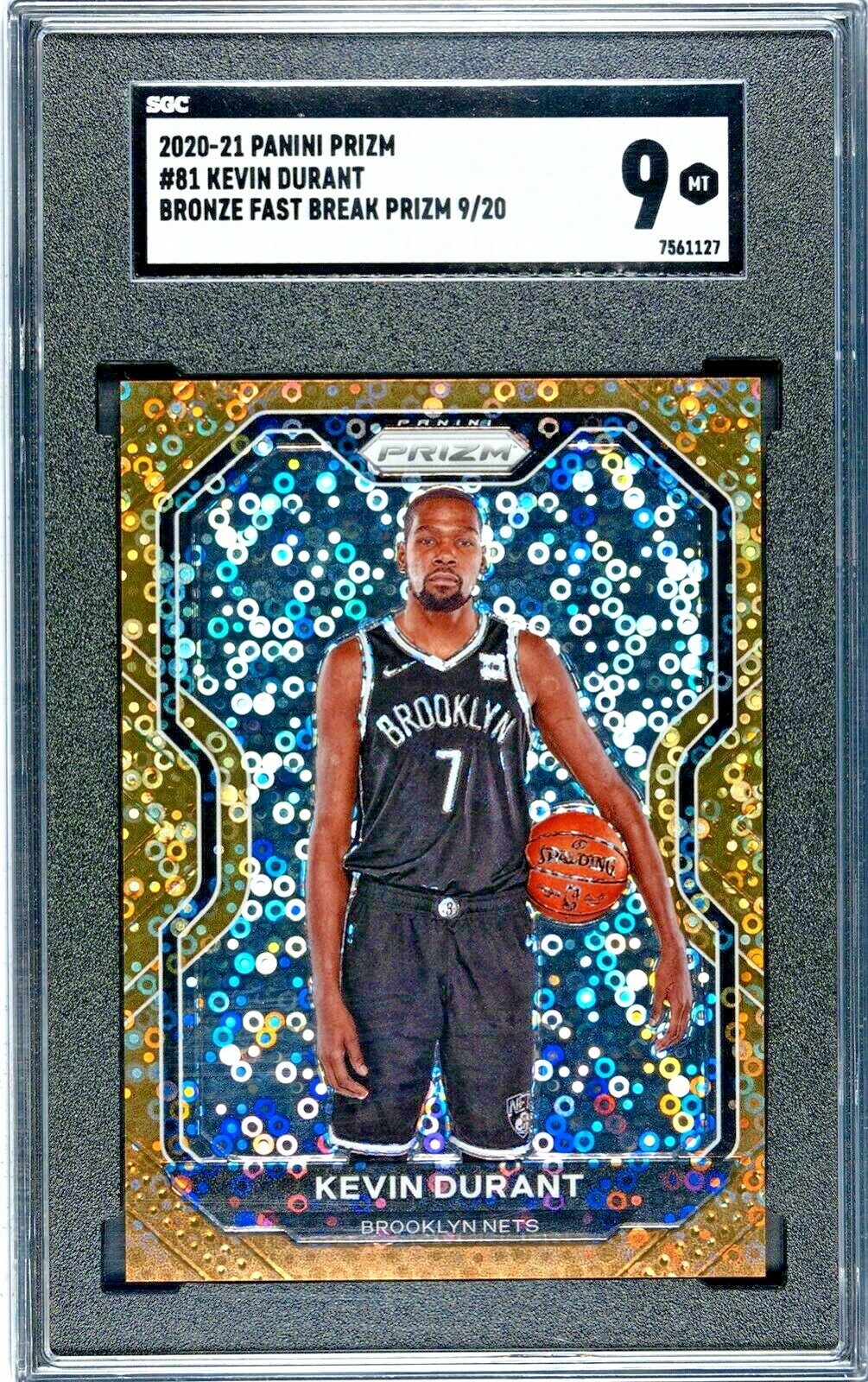 2020-21 Panin Prizm #81 Kevin Durant Bronze Fast Break 9/20 SGC Mint Graded 9
