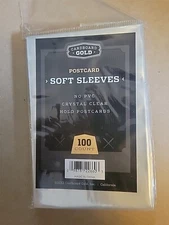 2 Two Packs CARDBOARD GOLD -  POSTCARD SOFT SLEEVES - 2x 100ct