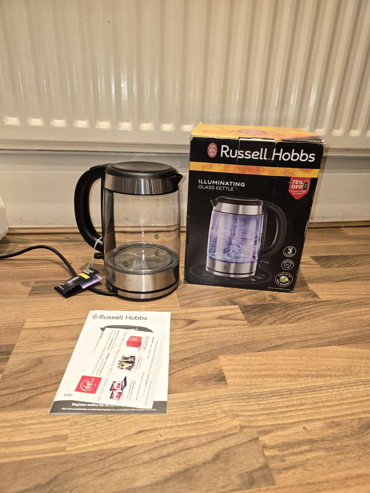 Russell Hobbs 2160010 Electric Kettle - Black, 1.7L, 3000W