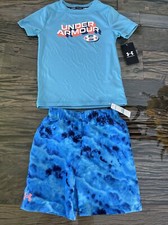 Under Armour Boys Dye Long Sleeve Swim Set Glacier Blue Sz 5 UASGK55E-465