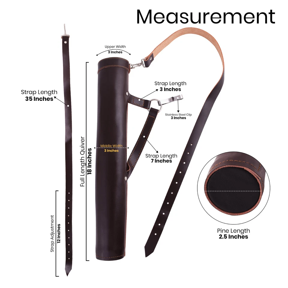 Back/Side Arrow Quiver Genuine Leather Arrow Holder Traditional Handmade Quivers - Image 2 of 3