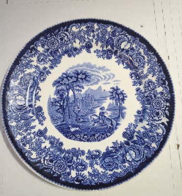 Petrus Regout Maastricht Holland Plate Amazone Blue White Hound | eBay