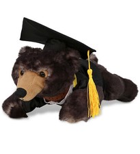 PLUSH GRADUATION - SUPER SOFT PLUSH - LYING WILD BLACK BEAR