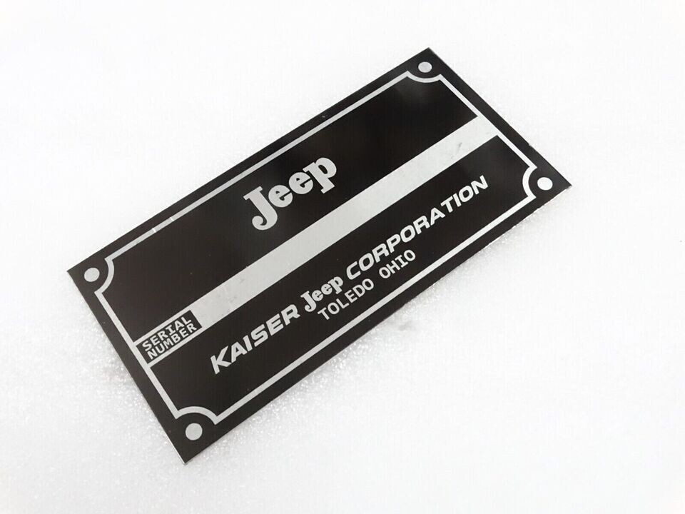 DATA PLATE FOR VINTAGE KAISER JEEP OHIO #V250-7 | eBay