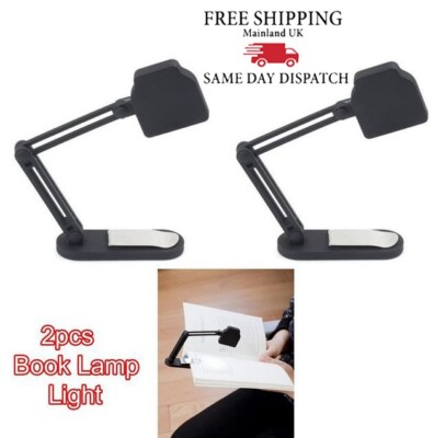 2x Folding Led Light Reading Book Light Portable Clip On Travel Christmas Gift