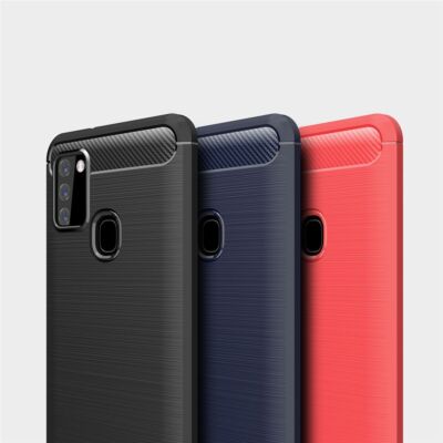 Schutz Handy Hülle für Samsung Galaxy A21s Schutzhülle Case Cover Carbon Etuis