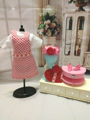 OOAK DOLL HANDMADE CLOTHES KETCHUP AND MUSTARD PRINT JUMPER DRESS CLOTHES