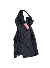 Boohoo Double Slinky Knot Front Cowl Mini DressStretch Bodycon Black Size UK 8