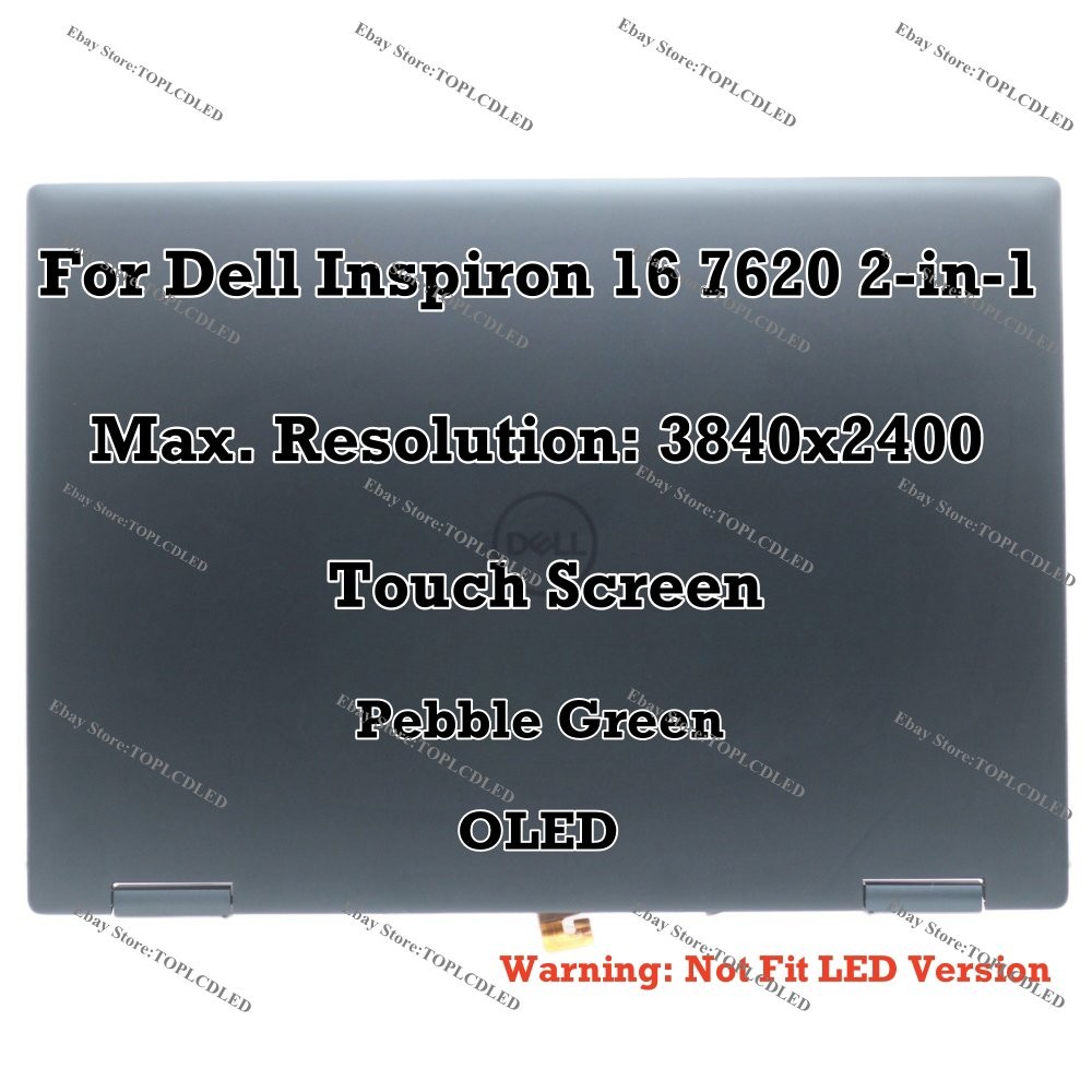 16"" Dell Inspiron 16 7620 2-in-1 LCD Display Screen Touch Assembly Replacement