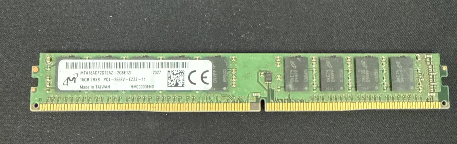 MICRON 16GB 2RX8 PC4-2666V-EZ ECC UDIMM VLP SERVER RAM - MTA18ADF2G72AZ-2G6