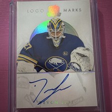 23-24 UD The Cup- Logomarks Devon Levi Rookie Auto #LM-DL - On Card, Blue Ink