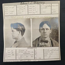 1907 antique POLICE MUG SHOT CARD cambridge ma EDWARD MANNING house correction