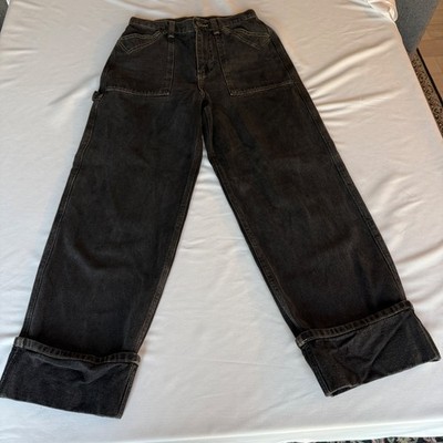 BDG Urban Outfitters Washed Black Wide Leg Carpenter Jeans Size 27 High Rise