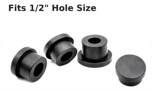 1/2" Black Silicone Rubber Hole Plug 3/4" OD Push-In Panel Plugs (12 Pack)