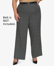 Calvin Klein Plus Size 14W High-Rise Wide-Leg Pants Gray MSRP 119